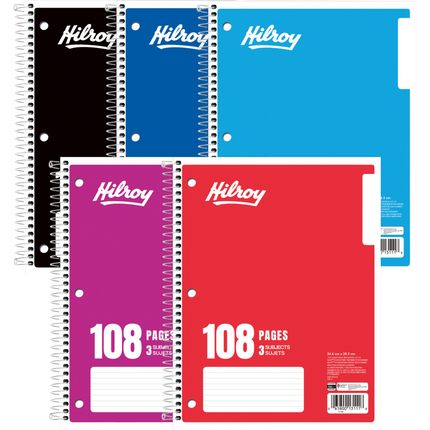 CARNET DE NOTES, 3 SUJETS 10.5X8 108 PAGES 3 TROUS ASSORTIS