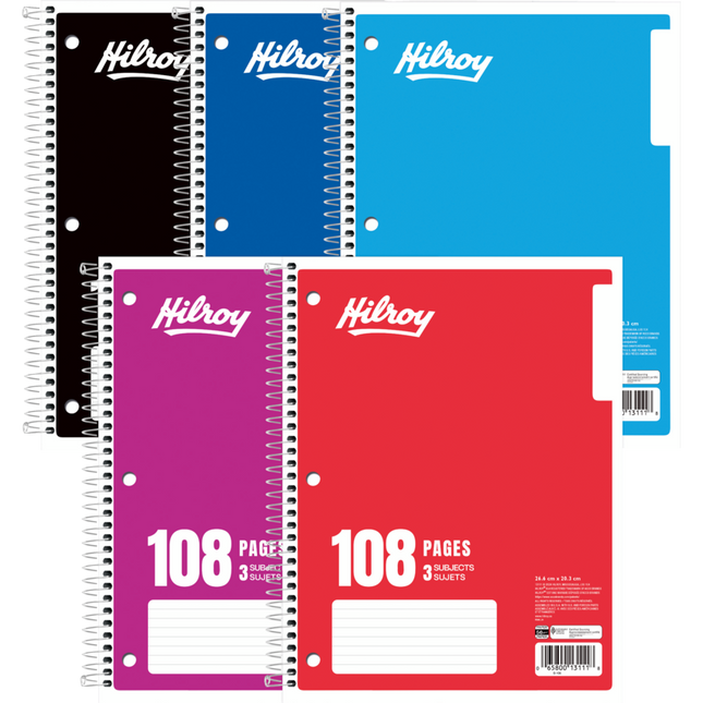 CARNET DE NOTES, 3 SUJETS 10.5X8 108 PAGES 3 TROUS ASSORTIS