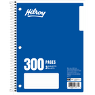 Hilroy Wide-Lined 3-Subject Notebook, 10-1/2 x 8 in, 300 Pages, Blue