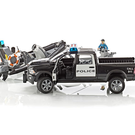 Police Ram 1500 with Bruder rescue boat 02507