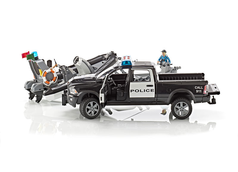 Police Ram 1500 with Bruder rescue boat 02507