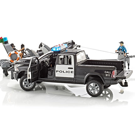Police Ram 1500 with Bruder rescue boat 02507