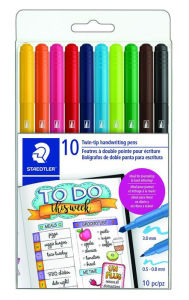 10 stylos d'écriture Staedtler Twin-tip feutre