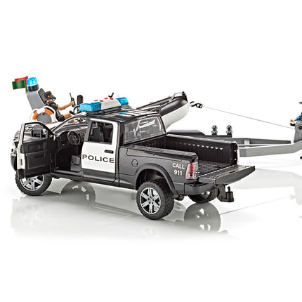 Police Ram 1500 with Bruder rescue boat 02507