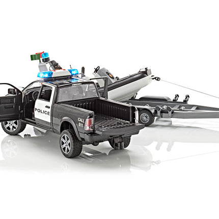 Police Ram 1500 with Bruder rescue boat 02507