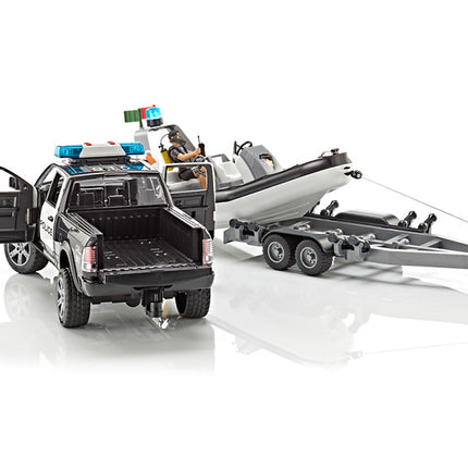 Police Ram 1500 with Bruder rescue boat 02507