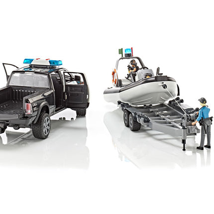 Police Ram 1500 with Bruder rescue boat 02507