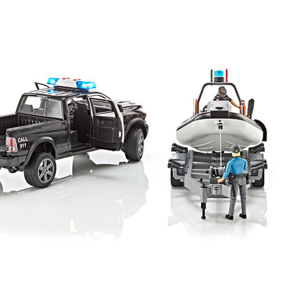 Police Ram 1500 with Bruder rescue boat 02507