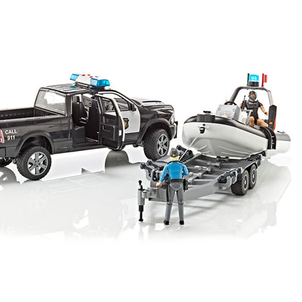 Police Ram 1500 with Bruder rescue boat 02507
