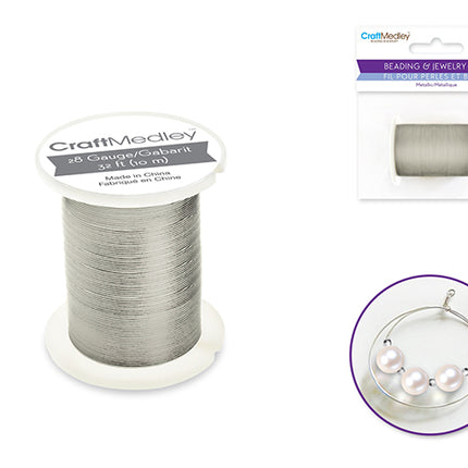 Fil pour perler et bijoux silver 32ft