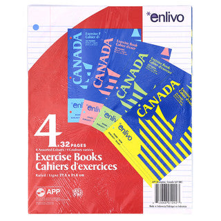 Pkt 4 exercise books Canada 32 assorted color pages