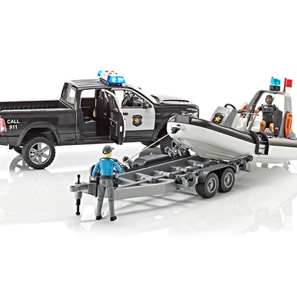 Police Ram 1500 with Bruder rescue boat 02507