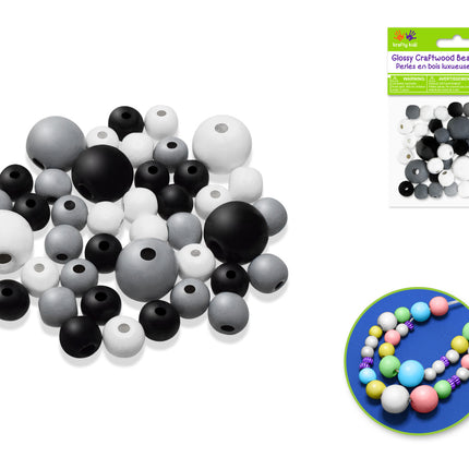 Pack of 42 neutral wooden balls