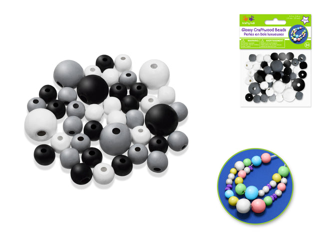 Pack of 42 neutral wooden balls