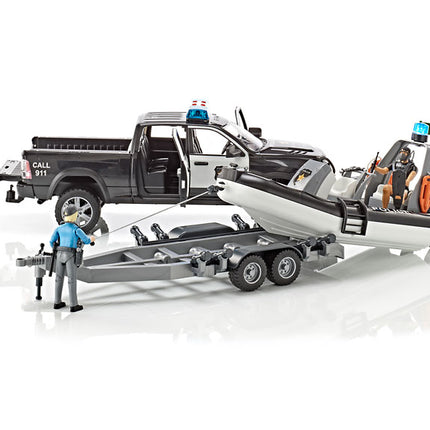 Police Ram 1500 with Bruder rescue boat 02507
