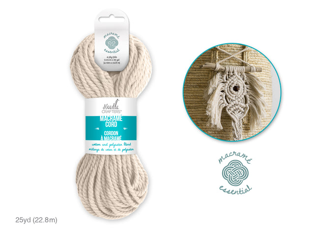 Cordon a macramé 4plis écru 0.15inX25yd