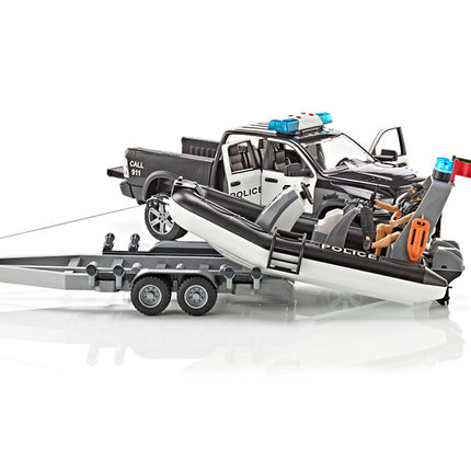 Police Ram 1500 with Bruder rescue boat 02507