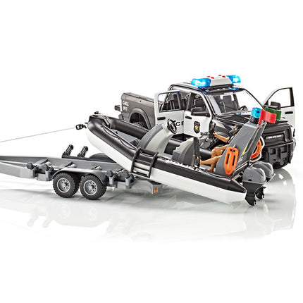 Police Ram 1500 with Bruder rescue boat 02507