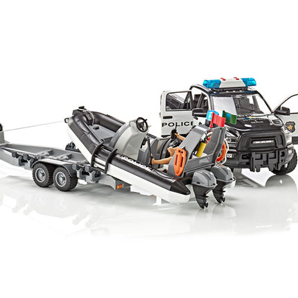 Police Ram 1500 with Bruder rescue boat 02507