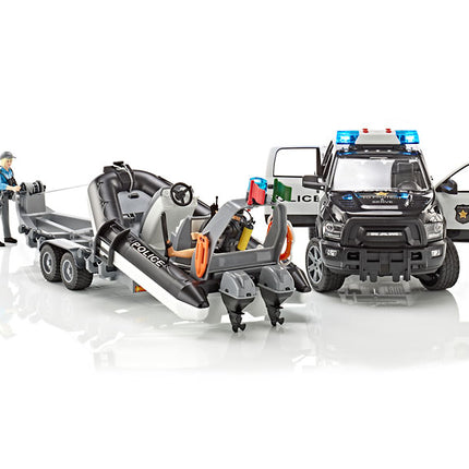 Police Ram 1500 with Bruder rescue boat 02507