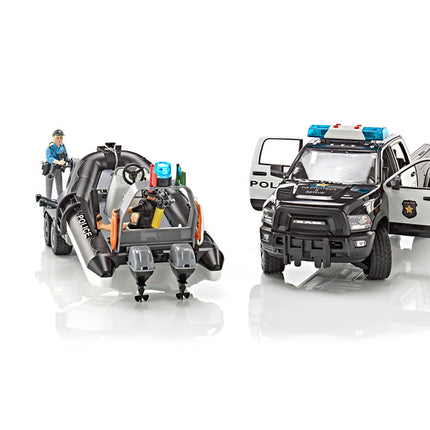Police Ram 1500 with Bruder rescue boat 02507