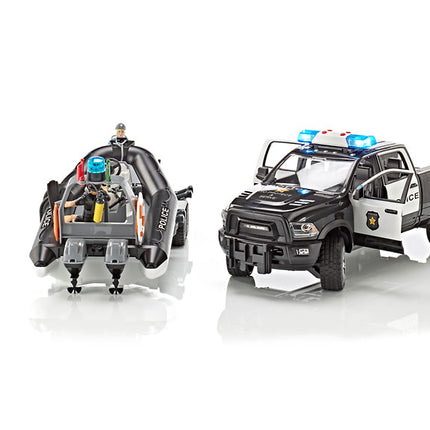 Police Ram 1500 with Bruder rescue boat 02507