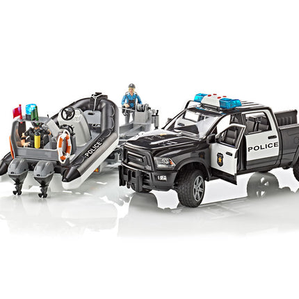 Police Ram 1500 with Bruder rescue boat 02507