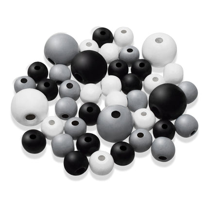 Pack of 42 neutral wooden balls
