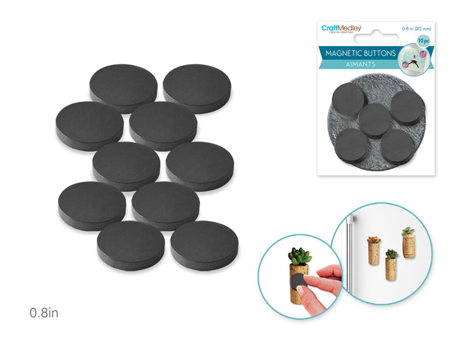 Pqt 10 aimants boutons 20mm