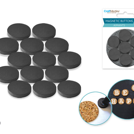 Pqt 14 aimants boutons 15mm