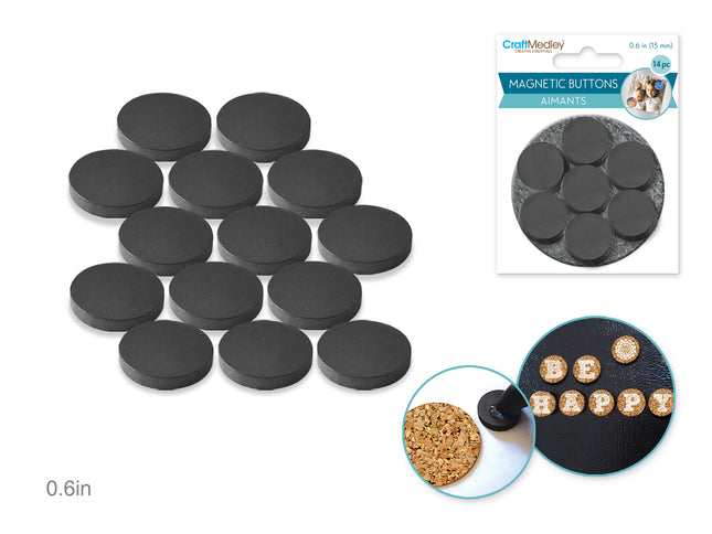 Pqt 14 aimants boutons 15mm