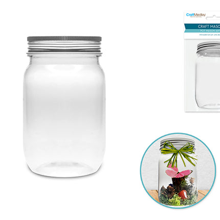 Craft Storage: 5.5x10.5cm (248ml) DIY Plastic Mason Jar w/Alum Top