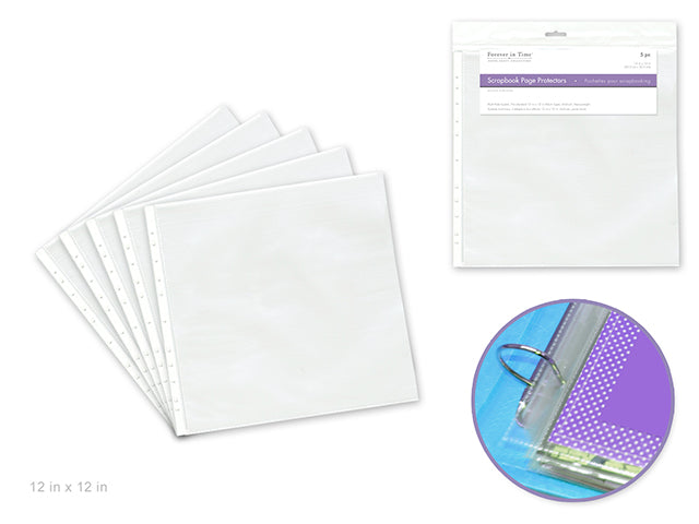 Pqt 5 fles protectrices scrapbooking 12X12 sans acide