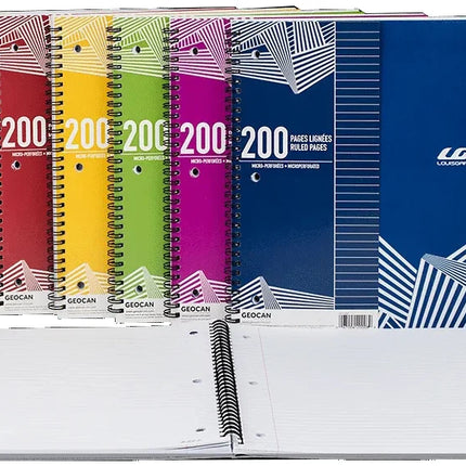 200p long lined spiral notebook