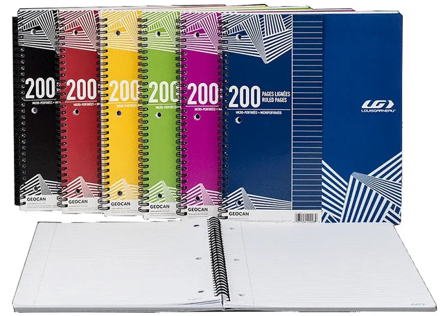 200p long lined spiral notebook
