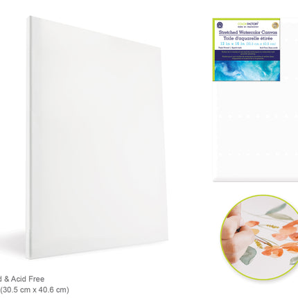 Toile canvas aquarelle rectangle 12"x16" Primed Back-Stapled