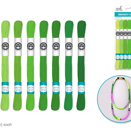Pqt 8 écheveaux de fil à broder Go green 8mètres Needle Crafter's