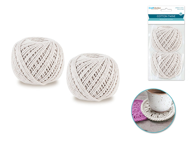Craft Medley: 2mmx60m Ficelle en Coton 80g Twisted 2pc (2x40g)