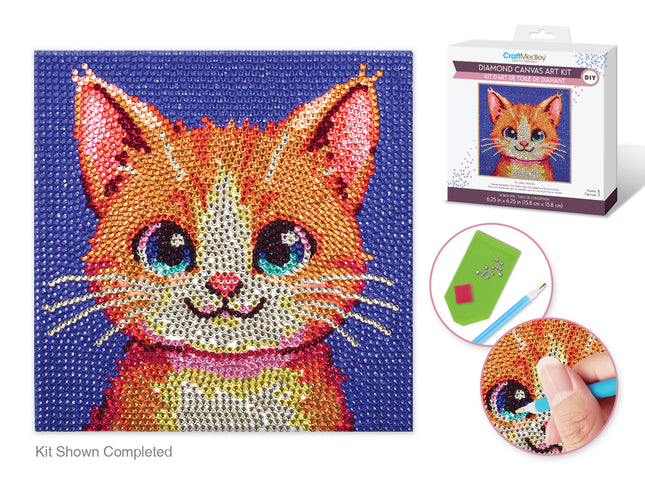 Kit d'art de toile de diamant Chat 6.25X6.25po