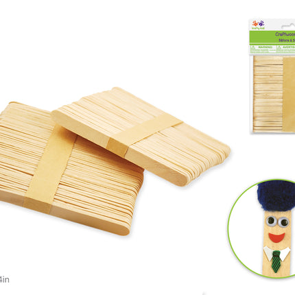 Pkt100 regular popsicle sticks 4.5X3/8in