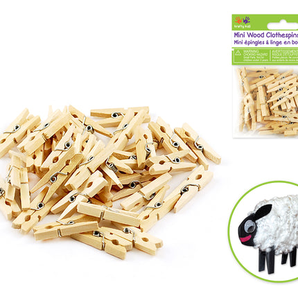 Craftwood: 1 3/16" Mini Natural Clothespins 40/pk