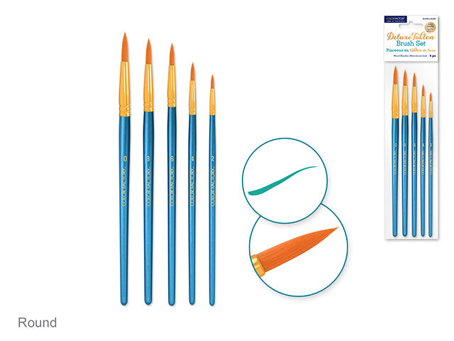 Pqt de 5 pinceaux ronds en taklon de luxe - Color factory