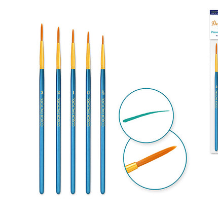 Pqt 5 pinceaux liner en taklon de luxe - Color factory