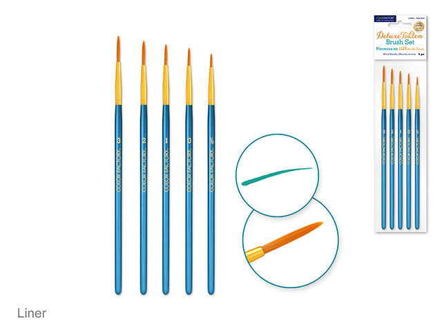 Pqt 5 pinceaux liner en taklon de luxe - Color factory