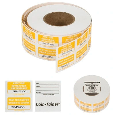 Tickets-Admit One With Coupon, Bilingual Yellow 1M/Roll