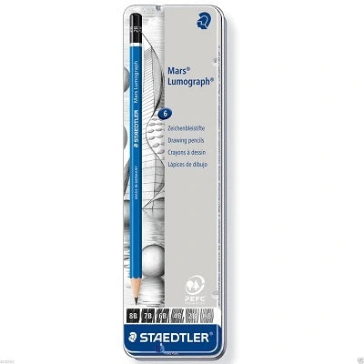 SET OF 6 MARS® LUMOGRAPH® DRAWING PENCILS, VARIED HARDNESS