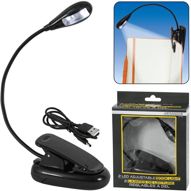 Lampe de lecture 2 LED Adjustable Book Light