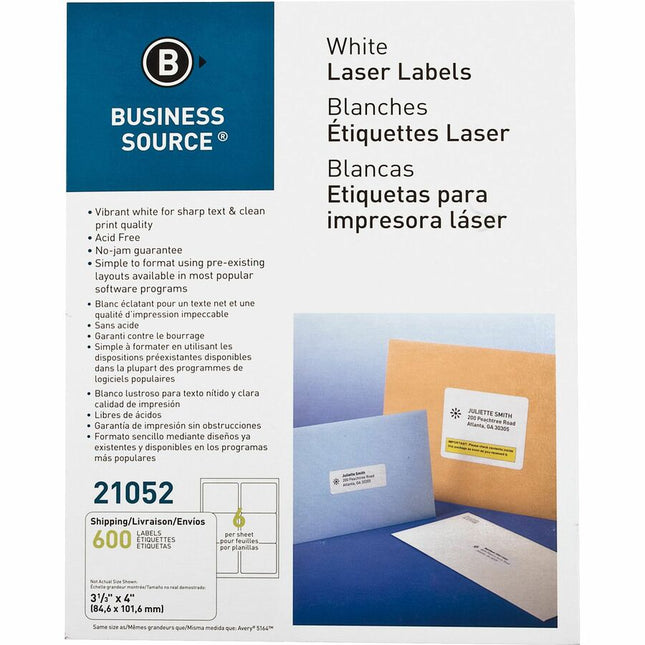 Bte 100 feuilles étiquettes business source 6/page 3-1/3'' x 4''