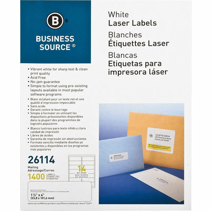 BUSINESS SOURCE LABELS 14/PAGE 1400/BOX