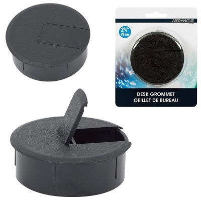 Passe-Câbles De Bureau, Diamètre De 2,75 Po (70 Mm), Noir